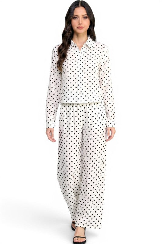 LELIS-902SET Printed Button Down Pant Set – Chic Style