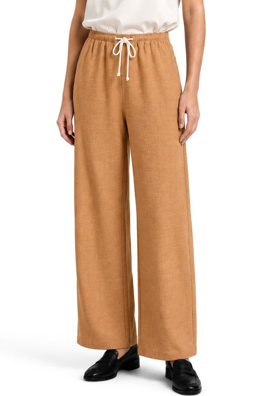 LELIS-02SP Linen Inspired Wide Leg Pants