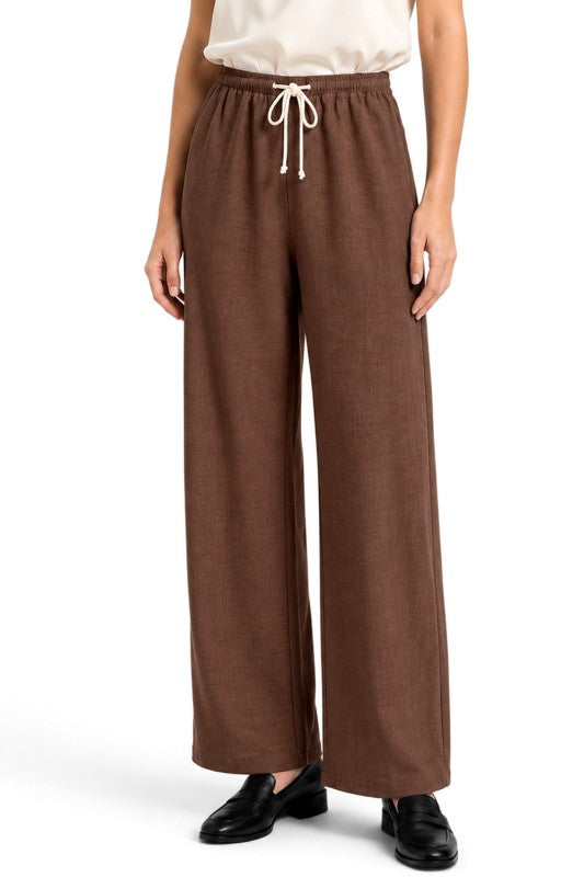 LELIS-02SP Linen Inspired Wide Leg Pants