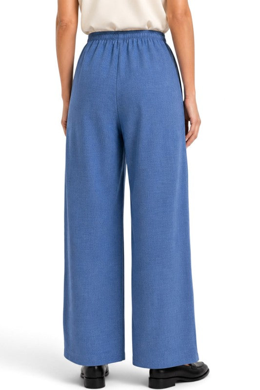 LELIS-02SP Linen Inspired Wide Leg Pants