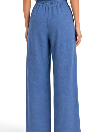 LELIS-02SP Linen Inspired Wide Leg Pants