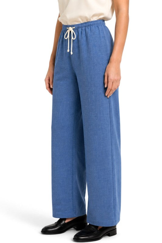 LELIS-02SP Linen Inspired Wide Leg Pants