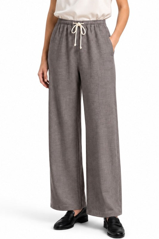 LELIS-02SP Linen Inspired Wide Leg Pants