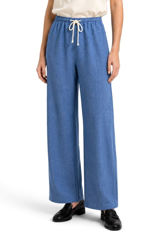 LELIS-02SP Linen Inspired Wide Leg Pants