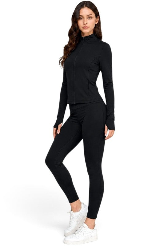 ALU350SET Active Fleece Zip-Up – Yoga Pant Set