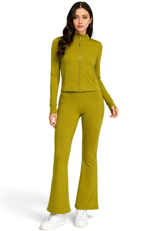 ALU351SET Active Fleece-Lined Zip-Up – Flare Yoga Set