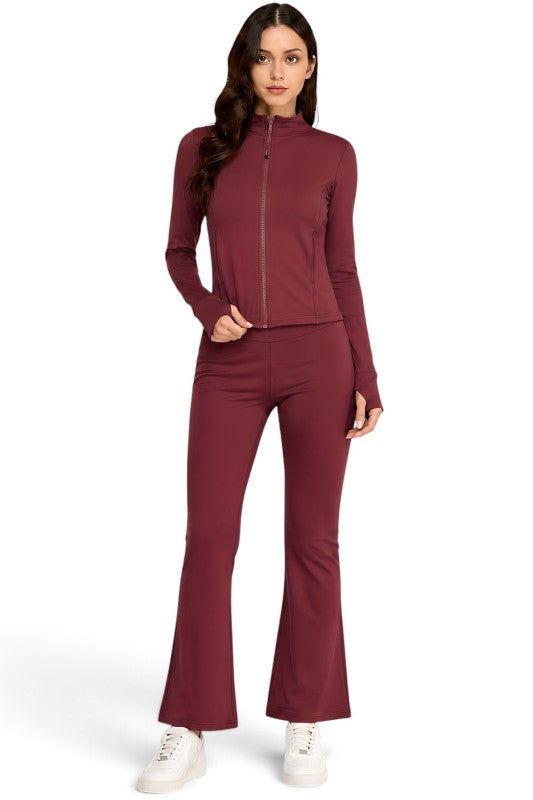 ALU351SET Active Fleece-Lined Zip-Up – Flare Yoga Set