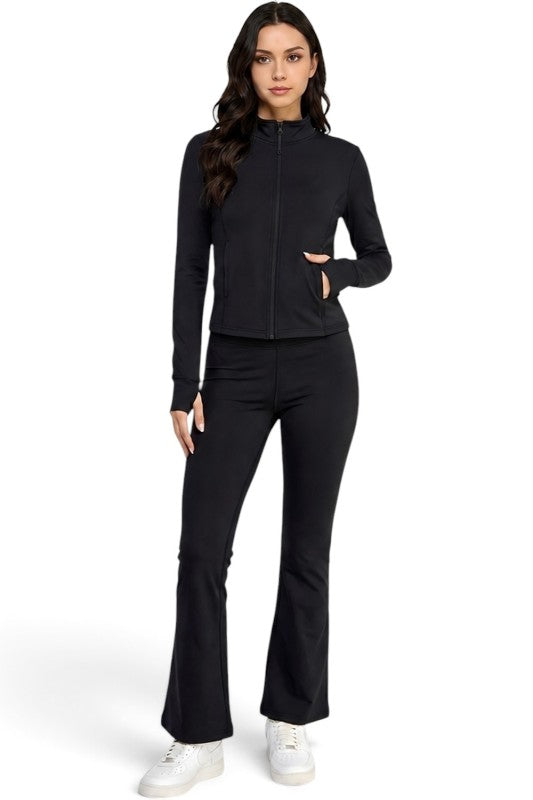 ALU351SET Active Fleece-Lined Zip-Up – Flare Yoga Set