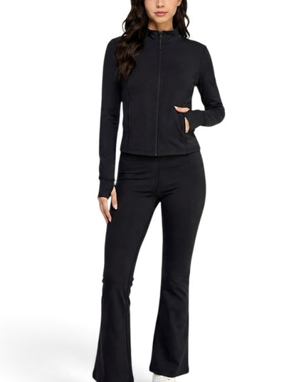 ALU351SET Active Fleece-Lined Zip-Up – Flare Yoga Set