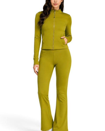 ALU351SET Active Fleece-Lined Zip-Up – Flare Yoga Set