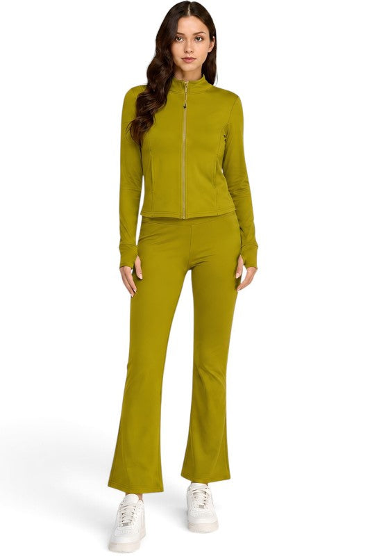 ALU351SET Active Fleece-Lined Zip-Up – Flare Yoga Set