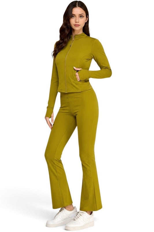 ALU351SET Active Fleece-Lined Zip-Up – Flare Yoga Set