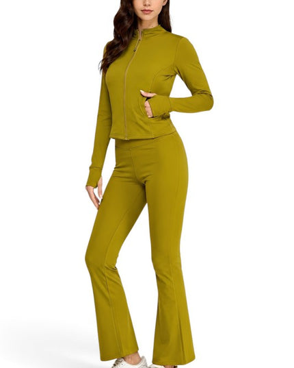 ALU351SET Active Fleece-Lined Zip-Up – Flare Yoga Set