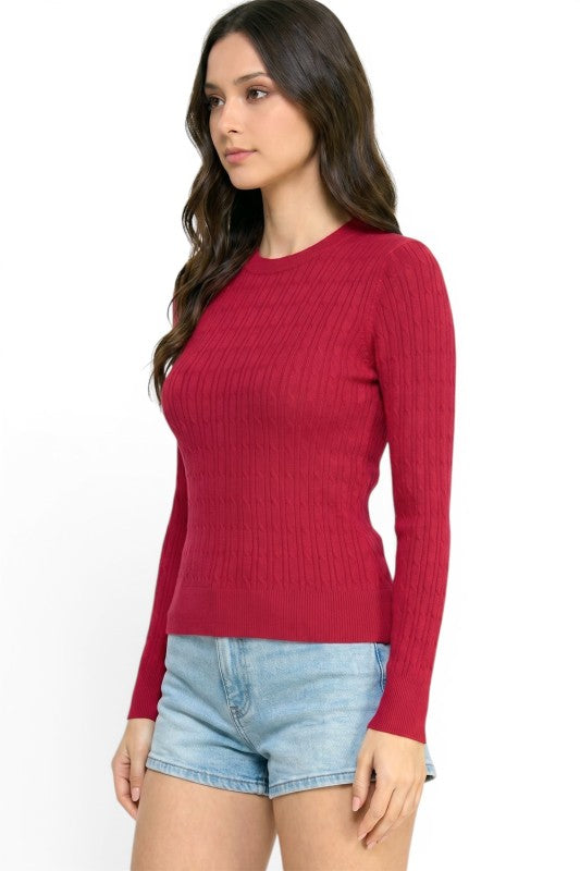 CST01 Classic Corn Span – Round Neck Cable Knit Sweater