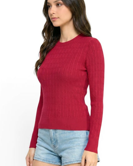CST01 Classic Corn Span – Round Neck Cable Knit Sweater