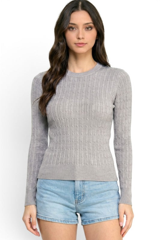 CST01 Classic Corn Span – Round Neck Cable Knit Sweater