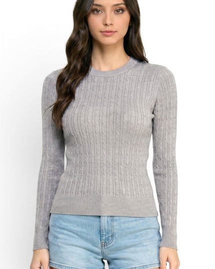 CST01 Classic Corn Span – Round Neck Cable Knit Sweater