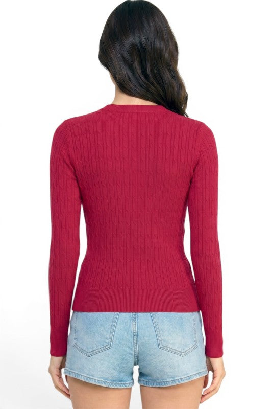 CST01 Classic Corn Span – Round Neck Cable Knit Sweater