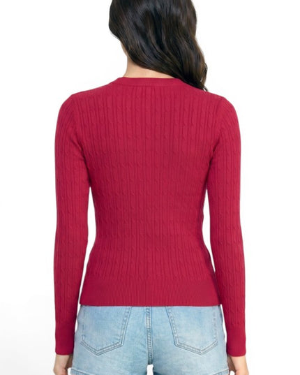 CST01 Classic Corn Span – Round Neck Cable Knit Sweater