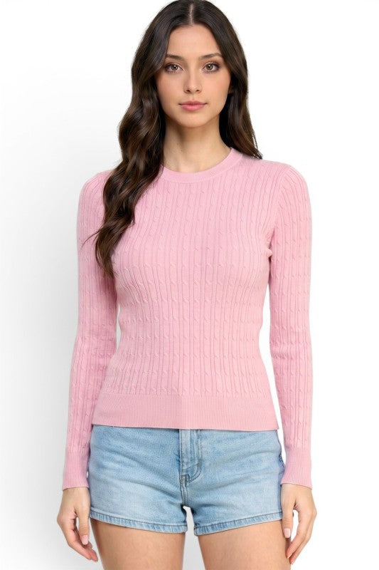 CST01 Classic Corn Span – Round Neck Cable Knit Sweater