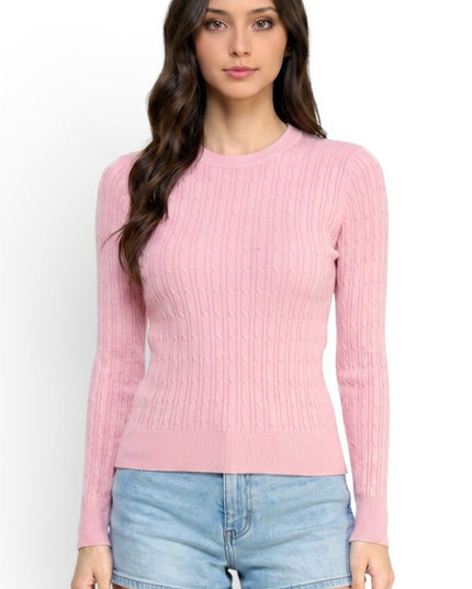 CST01 Classic Corn Span – Round Neck Cable Knit Sweater