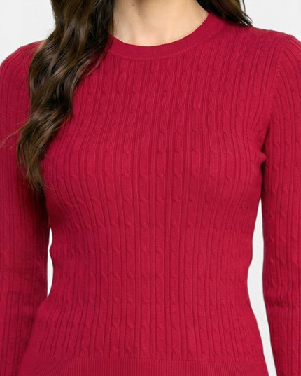 CST01 Classic Corn Span – Round Neck Cable Knit Sweater