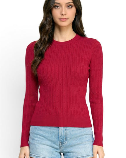 CST01 Classic Corn Span – Round Neck Cable Knit Sweater