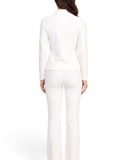 LU801SET Piping Zip-Up Jacket & High Rise Flare Pants Set