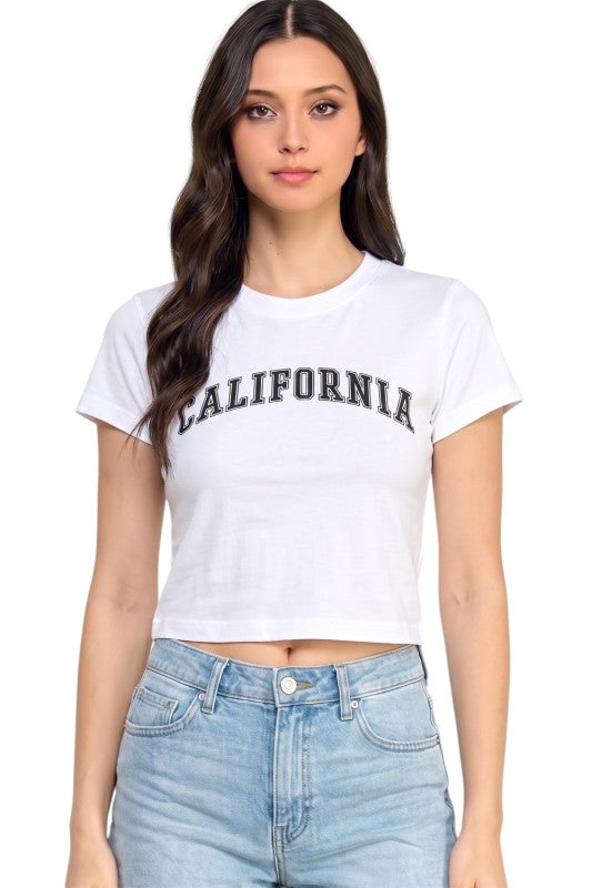 HXT22C California Print – Neck Crop Top