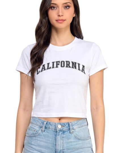 HXT22C California Print – Neck Crop Top