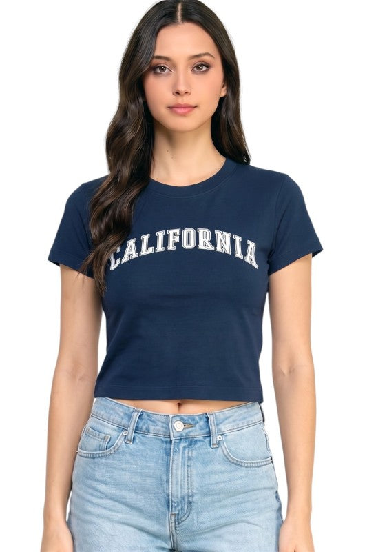 HXT22C California Print – Neck Crop Top
