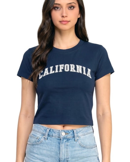 HXT22C California Print – Neck Crop Top