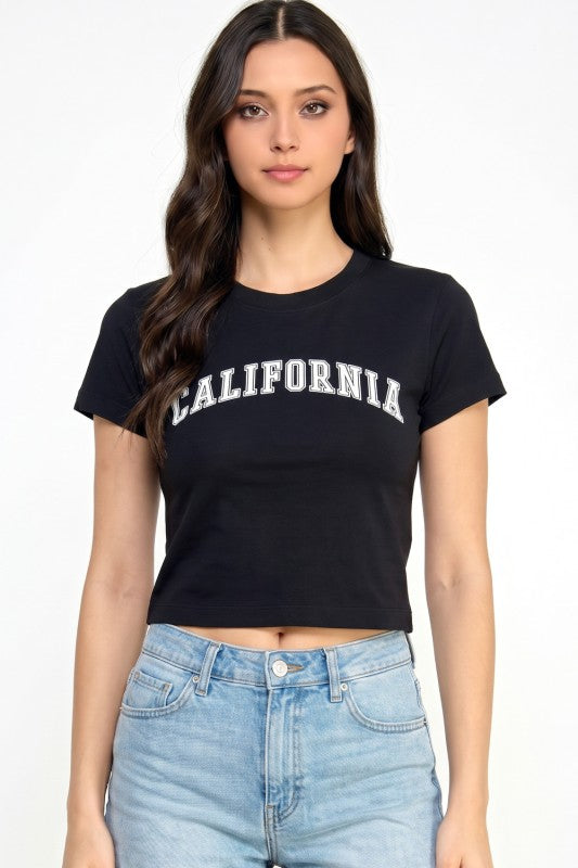 HXT22C California Print – Neck Crop Top
