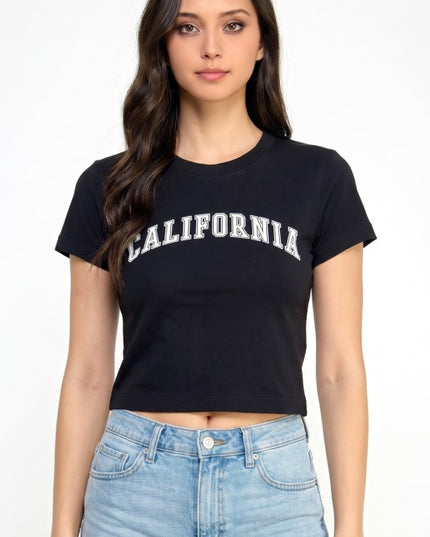 HXT22C California Print – Neck Crop Top