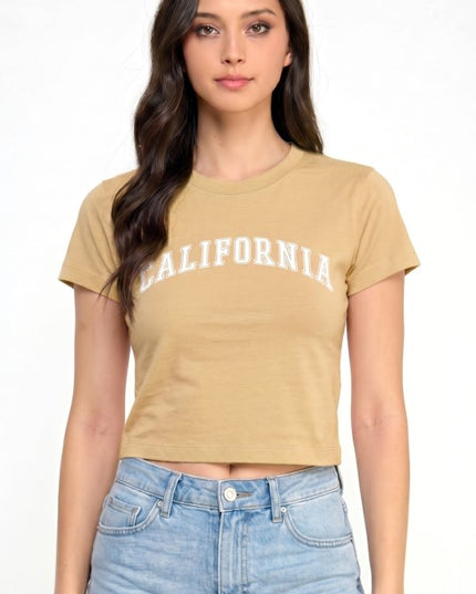 HXT22C California Print – Neck Crop Top