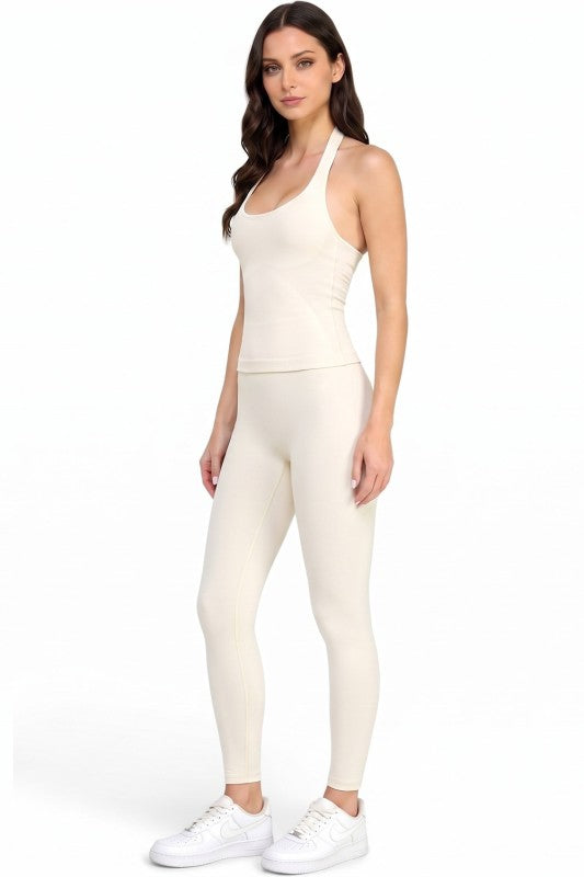 NH301 Active Halter Crop Top & High Waist Yoga Pant Set