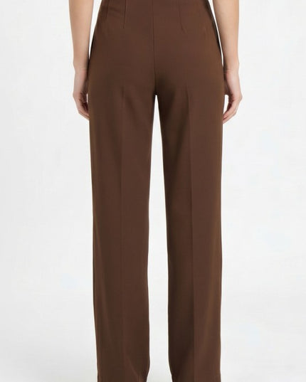 YC405X Plus Size Pleated – High Rise Straight Leg Pants