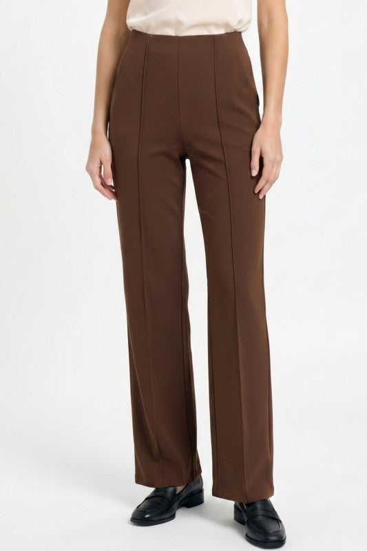 YC405X Plus Size Pleated – High Rise Straight Leg Pants