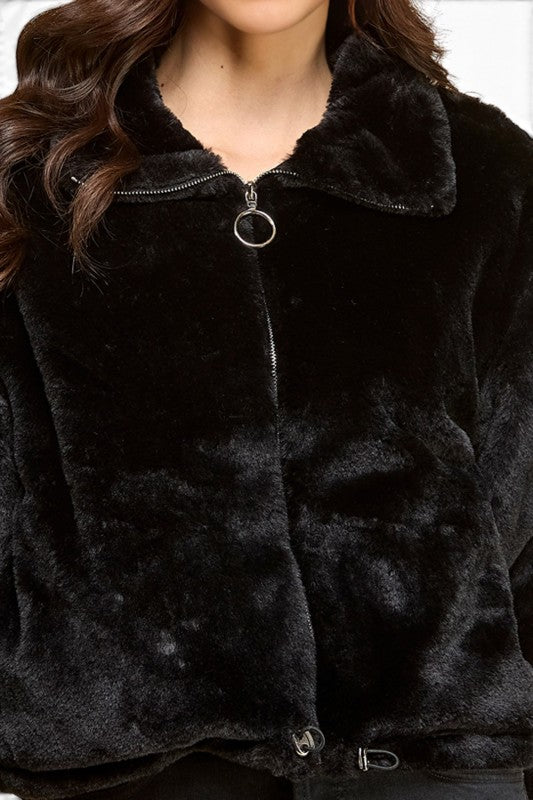 JACKET01-SOLID Faux Fur – Plush Textured Jacket
