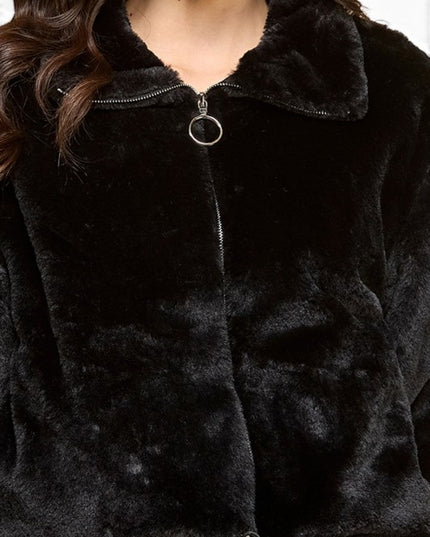JACKET01-SOLID Faux Fur – Plush Textured Jacket