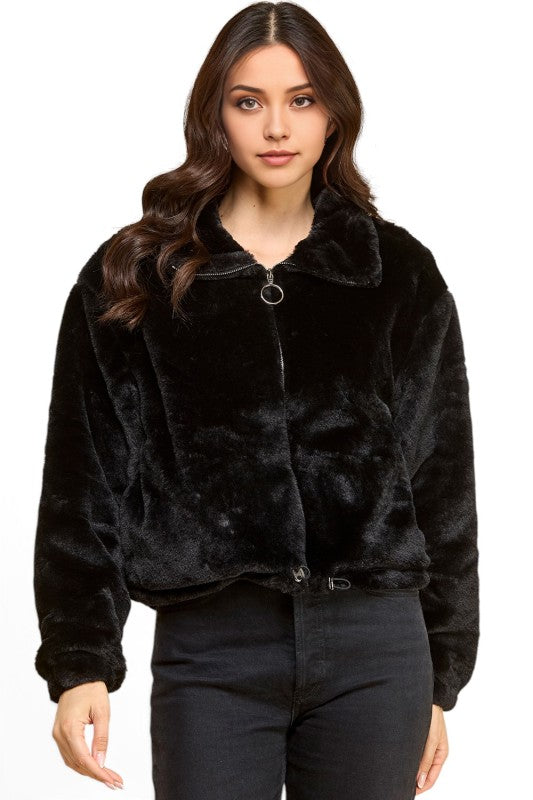 JACKET01-SOLID Faux Fur – Plush Textured Jacket