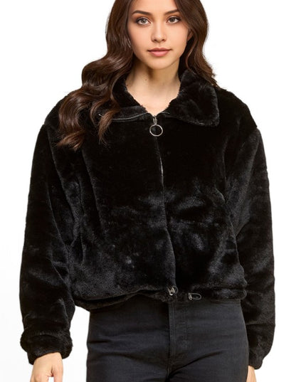 JACKET01-SOLID Faux Fur – Plush Textured Jacket