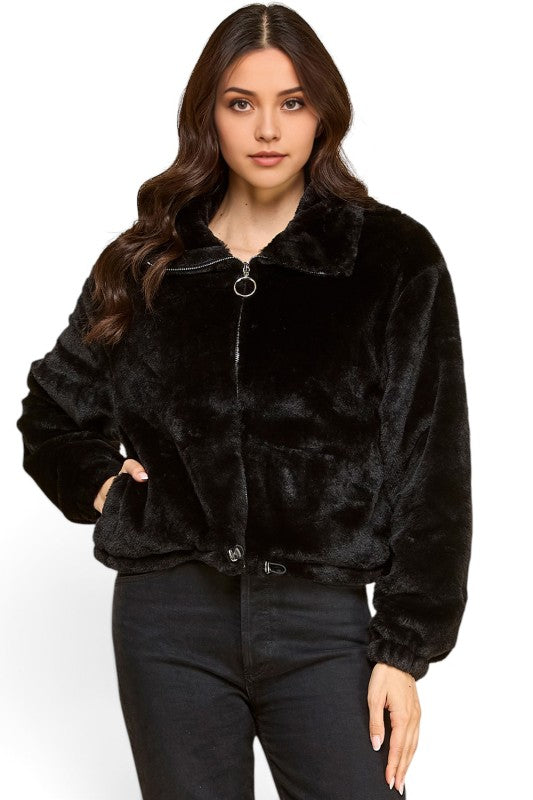 JACKET01-SOLID Faux Fur – Plush Textured Jacket