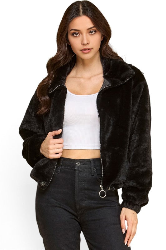 JACKET01-SOLID Faux Fur – Plush Textured Jacket