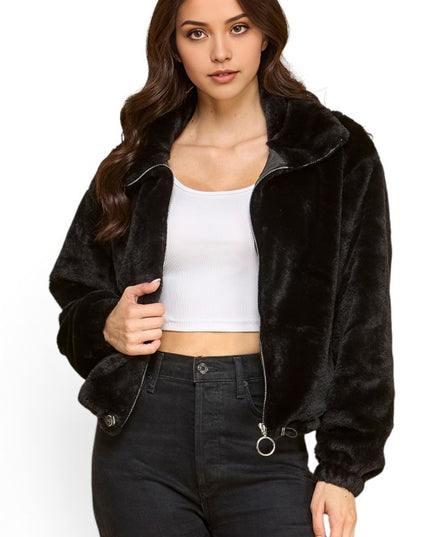 JACKET01-SOLID Faux Fur – Plush Textured Jacket