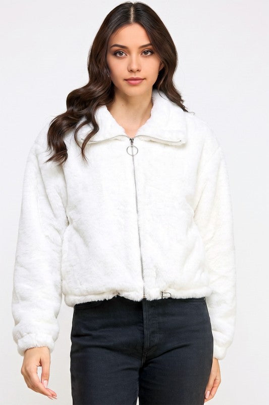 JACKET01-SOLID Faux Fur – Plush Textured Jacket