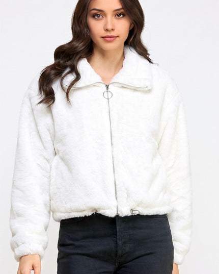 JACKET01-SOLID Faux Fur – Plush Textured Jacket