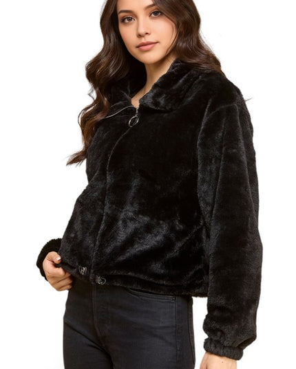 JACKET01-SOLID Faux Fur – Plush Textured Jacket