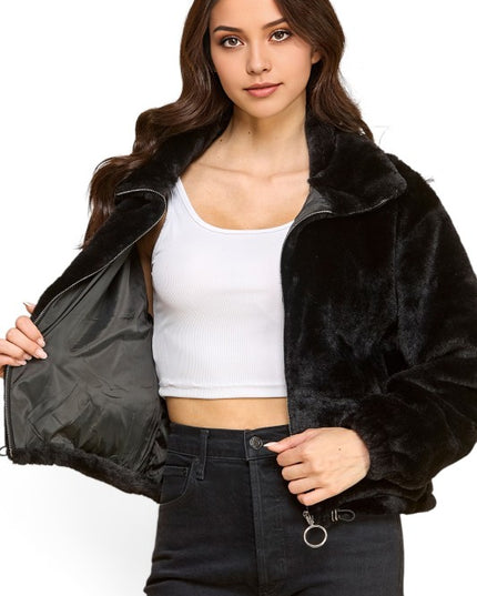 JACKET01-SOLID Faux Fur – Plush Textured Jacket