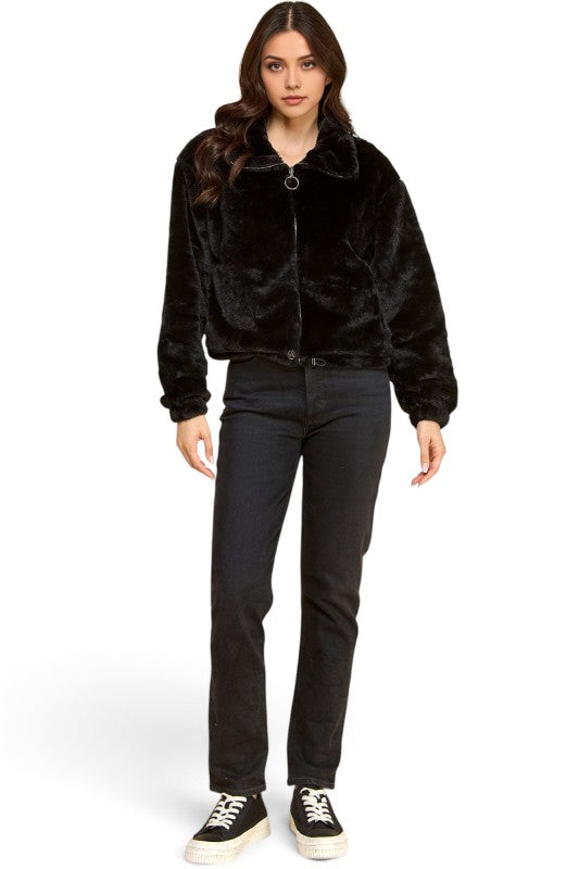 JACKET01-SOLID Faux Fur – Plush Textured Jacket